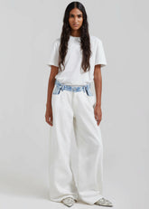 Hayla Contrast Denim Pants Off White/Blue - Women