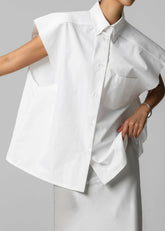 Rae Sleeveless Button Down Shirt White - Women