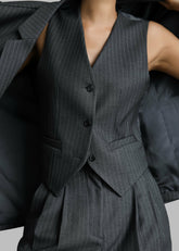 Elise Vest Grey/White Pinstripe - Women