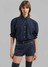 Jeanne Padded Shirt Navy/White Stripe - Women