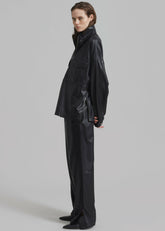 Kevin Leather Half Zip Shirt Black - Men/Women