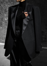Halle Satin Collar Blazer Black - Women
