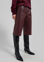 Coralie Faux Leather Bermuda Shorts Burgundy - Women