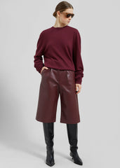 Coralie Faux Leather Bermuda Shorts Burgundy - Women