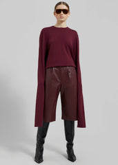 Coralie Faux Leather Bermuda Shorts Burgundy - Women