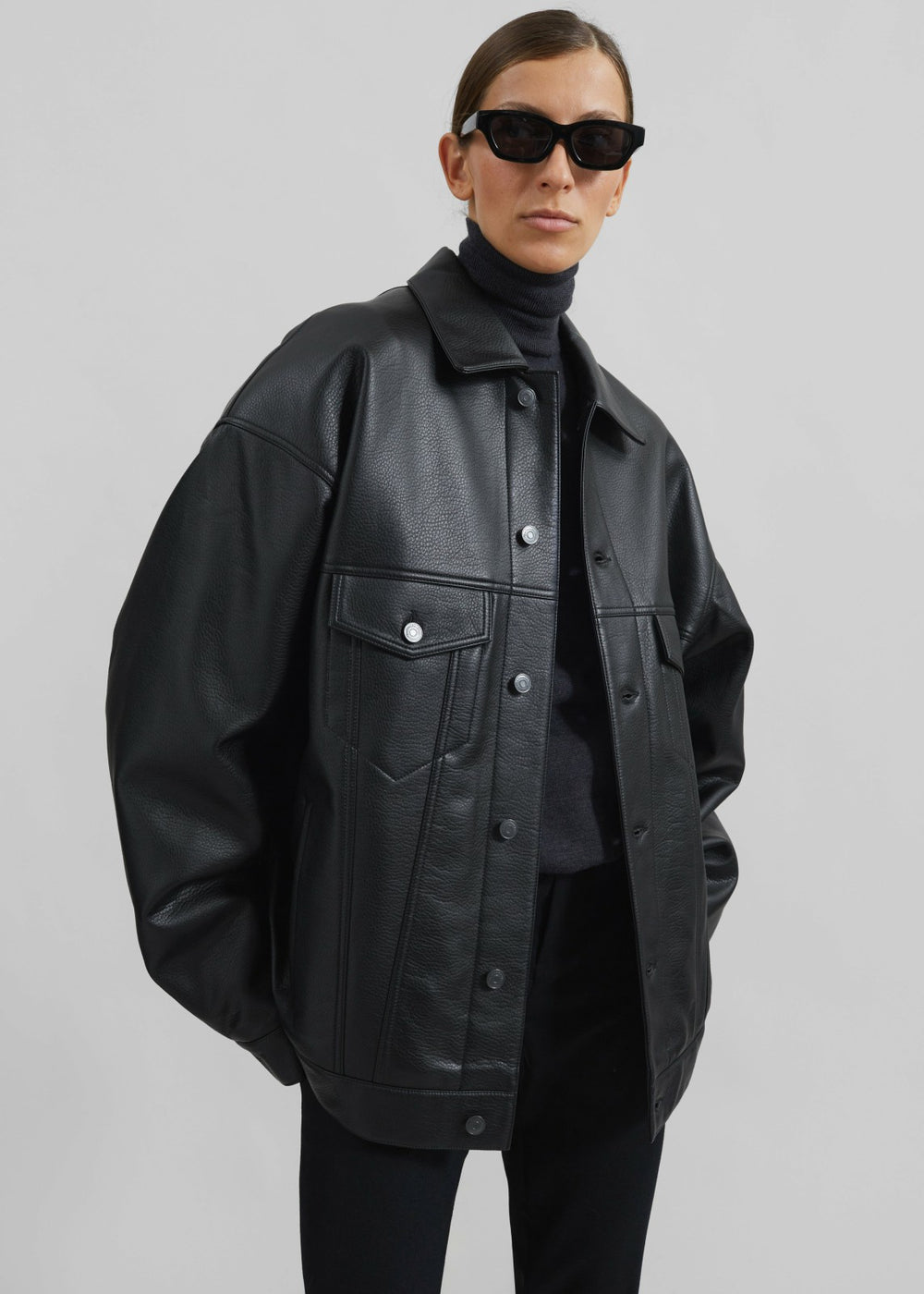 Conan Faux Leather Jacket Black - Men/Women