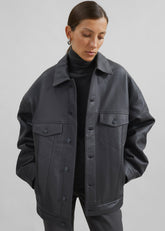 Conan Faux Leather Jacket Dark Grey - Men/Women