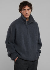 Harrison Quarter Zip Jumper Grey Melange - Men