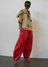 Briar Faux Leather Balloon Pants Red - Women