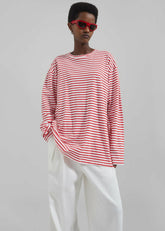 Salome Long Sleeve Tee White/Red Stripe - Women