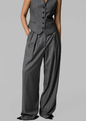 Holland Pleated Trousers Charcoal/White Pinstripe - Women