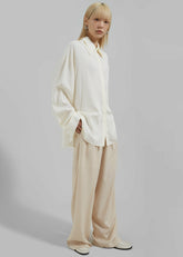 Tali Double Collar Shirt Ivory - Women