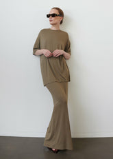 Ella Boxy Tee Khaki Brown - Women
