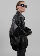 Arbor Crackled Faux Leather Jacket Black - Women