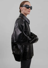 Arbor Crackled Faux Leather Jacket Black - Women