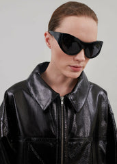 Arbor Crackled Faux Leather Jacket Black - Women