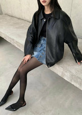 Enora Faux Leather Jacket Black - Women