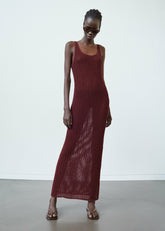 Adrienna Crochet Maxi Dress Burgundy - Women