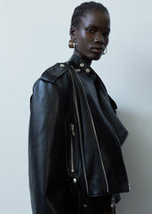 Teagan Boxy Faux Leather Jacket Black - Women