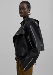 Teagan Boxy Faux Leather Jacket Black - Women