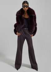 Hope Faux Fur Jacket Plum - Women