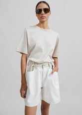 Hayla Contrast Denim Shorts Off White/Beige - Women