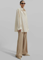 Ola Semi Sheer Button Up Shirt Ivory - Women