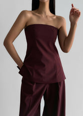 Abbie Strapless Top Burgundy - Women