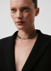 Bevza Flat Spikelet Choker Steel Grey - Women