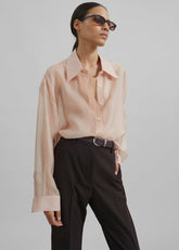 Nel Sheer Button Up Shirt Pink - Women