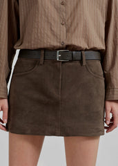 Peoria Faux Suede Mini Skirt Brown - Women