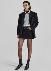 Peoria Faux Suede Blazer Black - Women