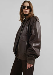 Viper Leather Jacket Brown - Women