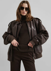 Viper Leather Jacket Brown - Women