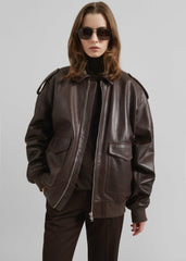 Viper Leather Jacket Brown - Women