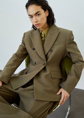 Dina Double Breasted Blazer Khaki - Women