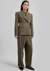 Dina Pleated Trousers Khaki - Women