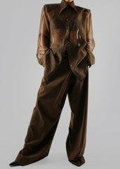 Jolene Semi Sheer Shirt Brown - Women