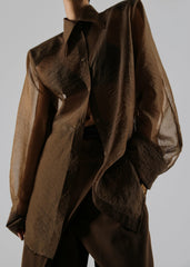 Jolene Semi Sheer Shirt Brown - Women