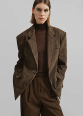 Peoria Faux Suede Blazer Brown - Women