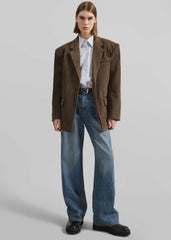 Peoria Faux Suede Blazer Brown - Women