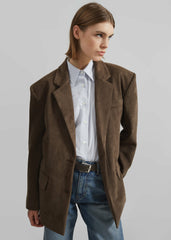 Peoria Faux Suede Blazer Brown - Women