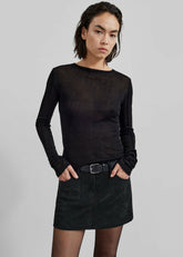Mesa Sheer Long Sleeve Tee Black - Women
