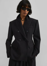 Dina Double Breasted Blazer Black - Women