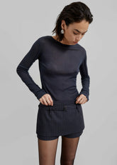 Mesa Sheer Long Sleeve Tee Navy - Women