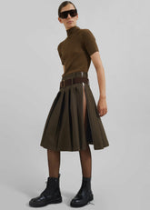 Sarina Pleated Skirt Brown - Women