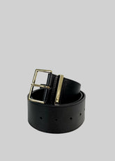 Evro Leather Belt Black/Gold - Women