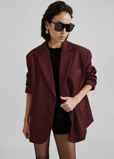 Frankie Oversized Boyfriend Blazer Burgundy - Women