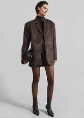 Merida Faux Suede Blazer Brown - Women
