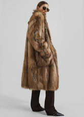 Rella Faux Fur Coat Camel - Women